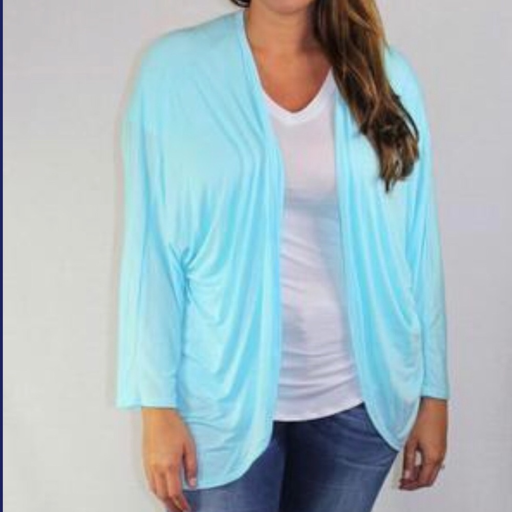 Plus Size Sea Mist Blue Kimono